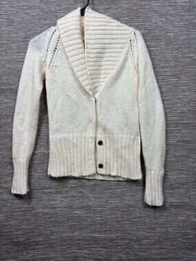 Gap Cardigan Sweater Womens Small White Mohair Blend Shawl Collar Knit Button